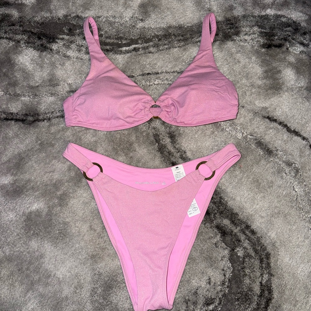 Abercrombie & Fitch Pink Ring-Detail Bikini Set